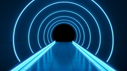 Naklejka premium Futuristic blue Neon Tunnel 