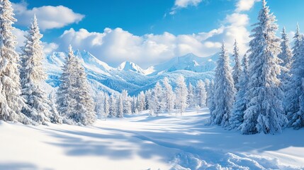 Winter mountain landscape. Snowy hill, slope. Winter sport. Skiing and snowboarding. active weekend

