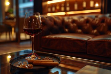 A luxury lounge room for relaxing,smoking cigars and drinking wine