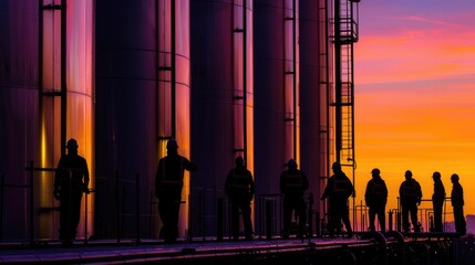 A group of people standing together outside a modern building, perfect for use in illustrations and presentations about community, architecture, or urban planning