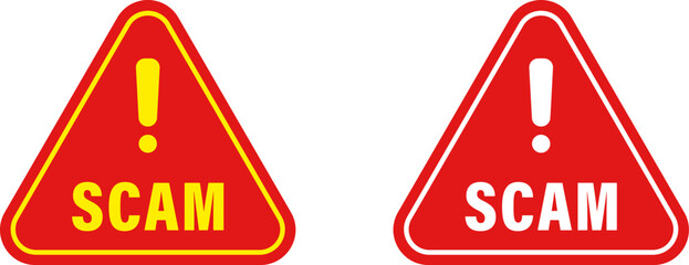 Scam alert attention warning sign vector illustration design
