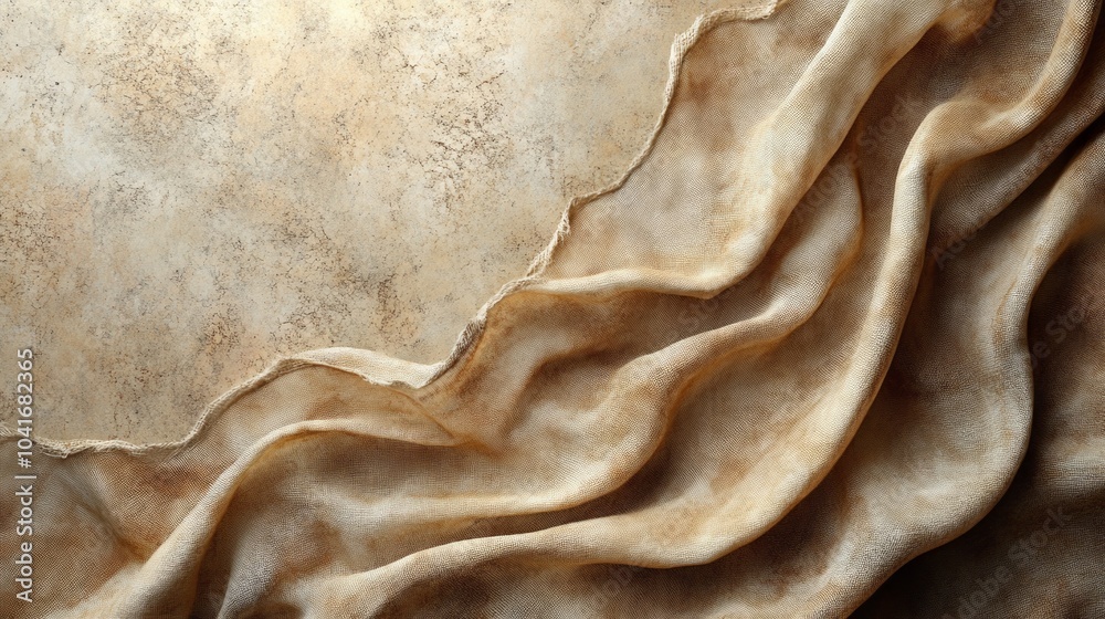 Poster a piece of cloth with a pattern of waves and a brown color