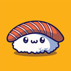 Sushi mascot doodle icon vector illustration