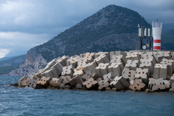 Artificial breakwater in front of the harbor