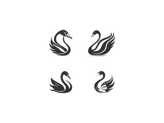 four images of swans and swans, are shown on a gray background vector, vector and illustration,
