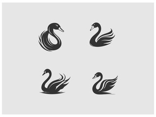 four images of swans and swans, are shown on a gray background vector, vector and illustration,