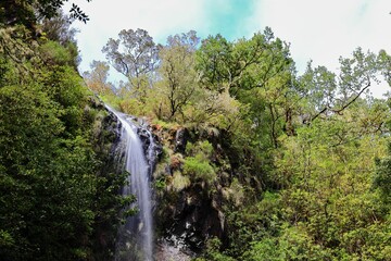 Fototapeta premium Scenic view of Caldeira Verde hiking trail in Madeira, Portugal