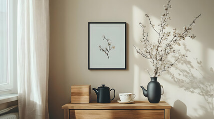 Minimalist Interior Decor with Blooming Flowers