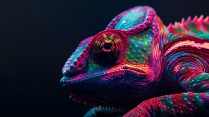 Vivid Chameleon Portrait in Neon