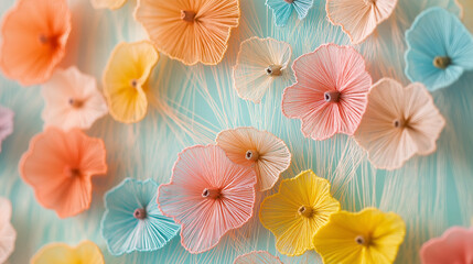 flowers background, string art, cherry blossom