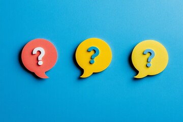 Colorful speech bubbles in three vibrant shades. They represent curiosity and questions. An engaging design perfect for communication themes. Generative AI