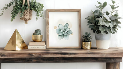 Decorating with Succulents and Greenery on a Rustic Wooden Shelf