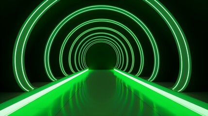 Naklejka premium Futuristic green Neon Tunnel 