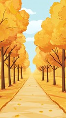 Autumn Path Through Golden Trees - Nature Landscape