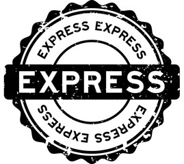 Grunge black express word round rubber seal stamp on white background