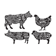 beef pork chicken logo inspirational positive quotes, motivational, typography, lettering design