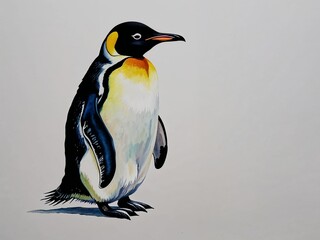 Obraz premium Penguin hand drawn painted painting illustration on plain white background