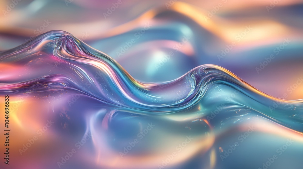 Leinwandbilder Softly undulating waves of a colorful liquid create mesmerizing patterns as they reflect sunlight, creating a stunning visual display of color and movement.