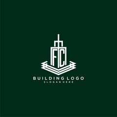 FC initial monogram building logo for real estate