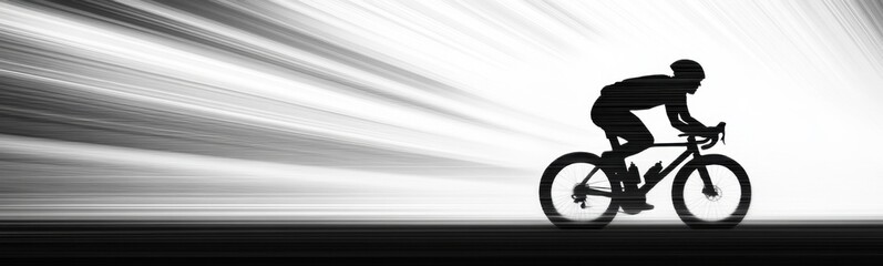 Obraz premium Blurred image of a person riding a bike on a road