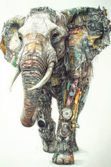 Obraz premium Futuristic Mechanical Elephant with Robotic Elements - Phone Wallpaper 