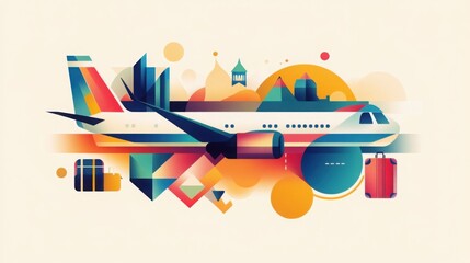 Fototapeta premium Geometric abstract illustration of travel adventure for poster design