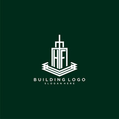 HF initial monogram building logo for real estate