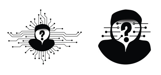 Faceless, unknown cyber attack. balaclava helmet, criminals mask stealing data. Hybrid war and warfare, DDoS attack. Hacker or anonymous and cyber crime. Criminals phishing steal personal data.