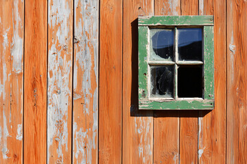 salvaged ship window on reclaimed timber wall, authentic aging
