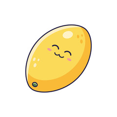 Cute Kawaii Melon character. Vector hand drawn cartoon icon illustration. Melon character in doodle style. Isolated on white background.