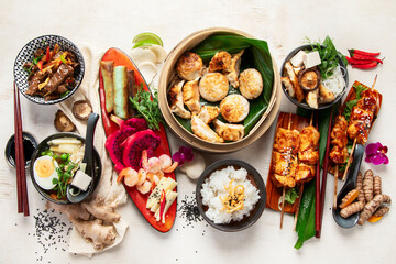 Various of asian meals. Asian food concept.