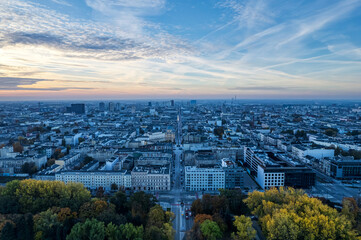 The city of Łódź - view of Freedom Square. Lodz, Poland.