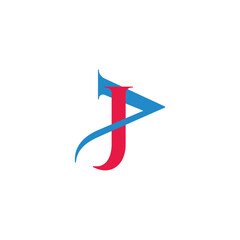 letter jp linked colorful curves simple logo vector