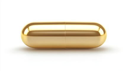 golden soft gel capsule on white background. drug and medical concept