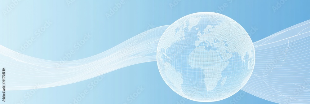 Poster a simple globe outline highlights themes of international travel and connectivity, set against a cal