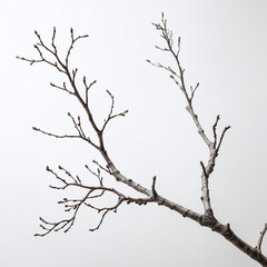 Winter branches of a tree silhouetted against a blue sky, surrounded by snow, capturing the beauty of the season
