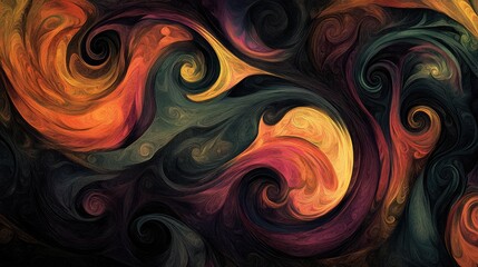 Fluid art featuring vibrant swirling tendrils of color, blending and intertwining in a captivating abstract design.