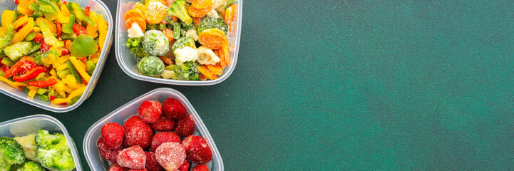 Preparing food for the winter, freezing fresh vegetables in the summer in the refrigerator, various...