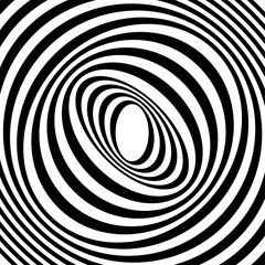 Shifted concentric ellipses like numerous orbits. Black 
and white abstract background. Vector image.