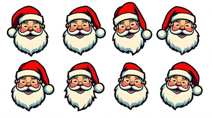 Eight Jolly Santas: A Christmas Icon Set