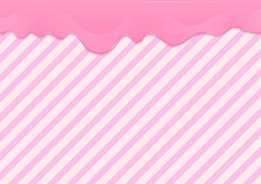 Pink melting icing on striped background