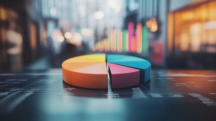 Colorful Pie Chart in Urban Business Environment