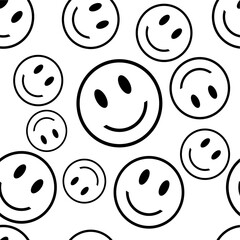 Seamless pattern of funny emoticons. Print on fabric and textiles. Gift wrapping. Vector illustration