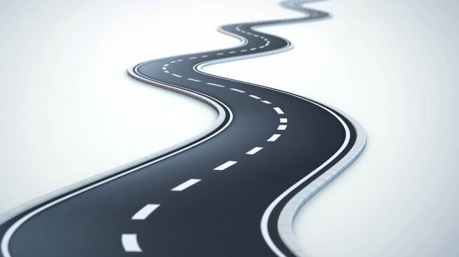 Winding 3d road infographic concept on a white background. Timeline template. Vector illustration. 