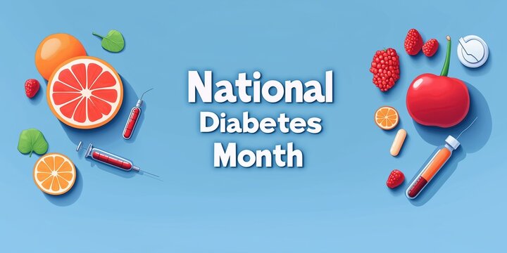 National Diabetes Month Concept Postcard Background, American Diabetes Month