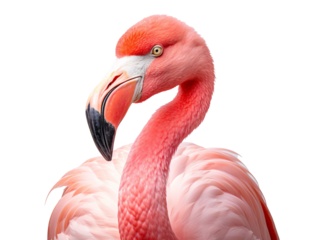 a pink flamingo with a white background