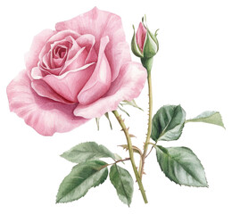 Fototapeta premium PNG English pink Roses rose illustration watercolor.