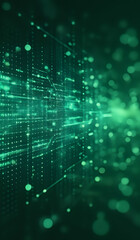 Fototapeta premium Green digital networking, internet, cyber and business background