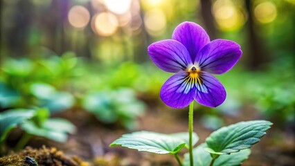 Beautiful symmetrical violet flower found in the forest