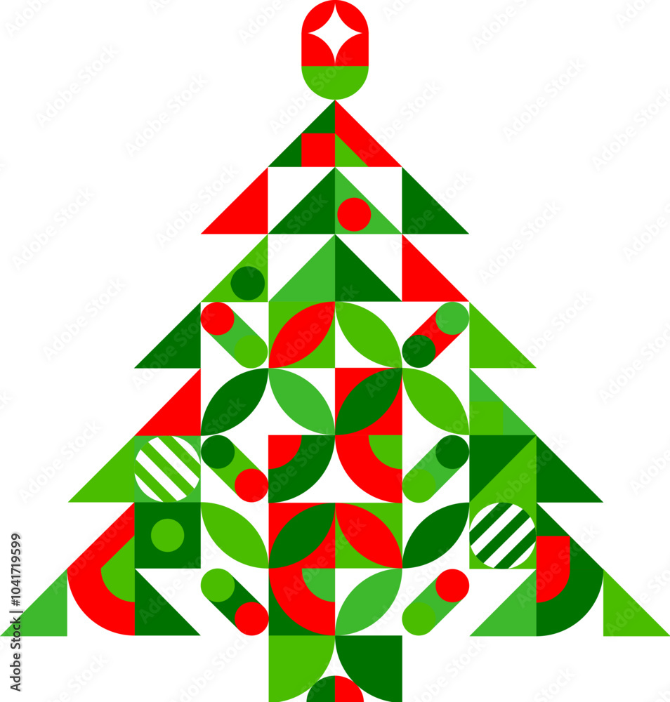 Poster abstract christmas pine tree of geometric pattern for winter holiday, vector banner. christmas tree 